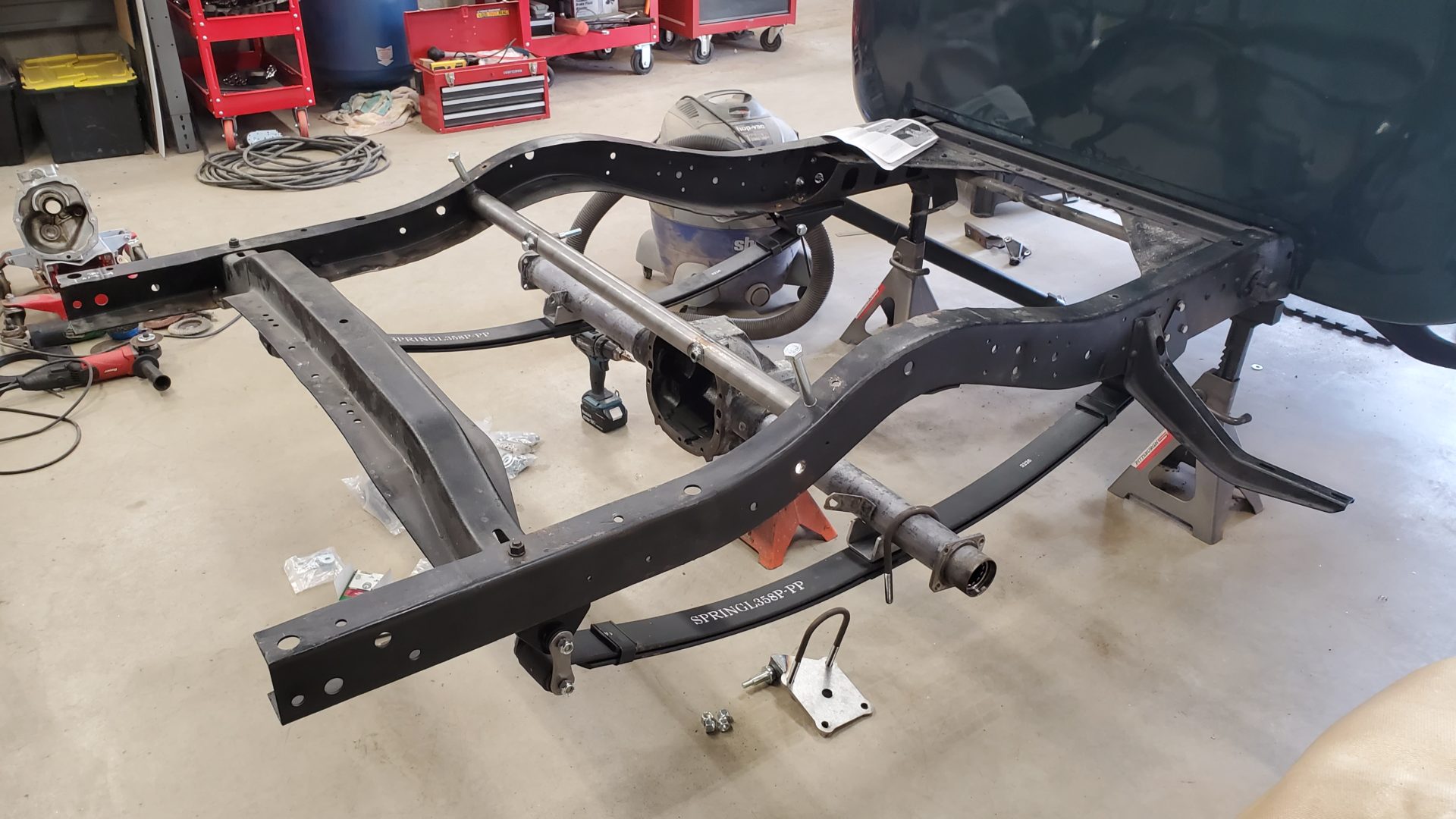 "New" axle housing is mocked into place