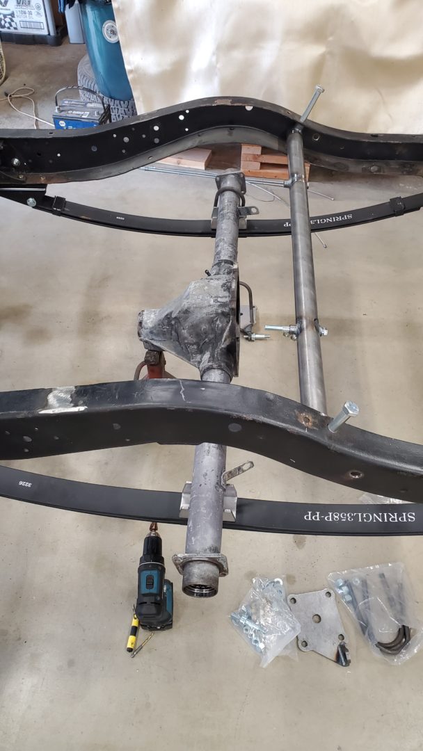 New crossmember and axle housing mocked into place